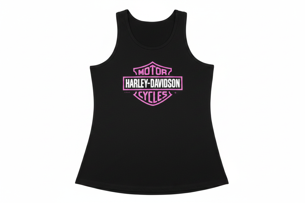 Black Harley-Davidson Pink Logo Tank Top