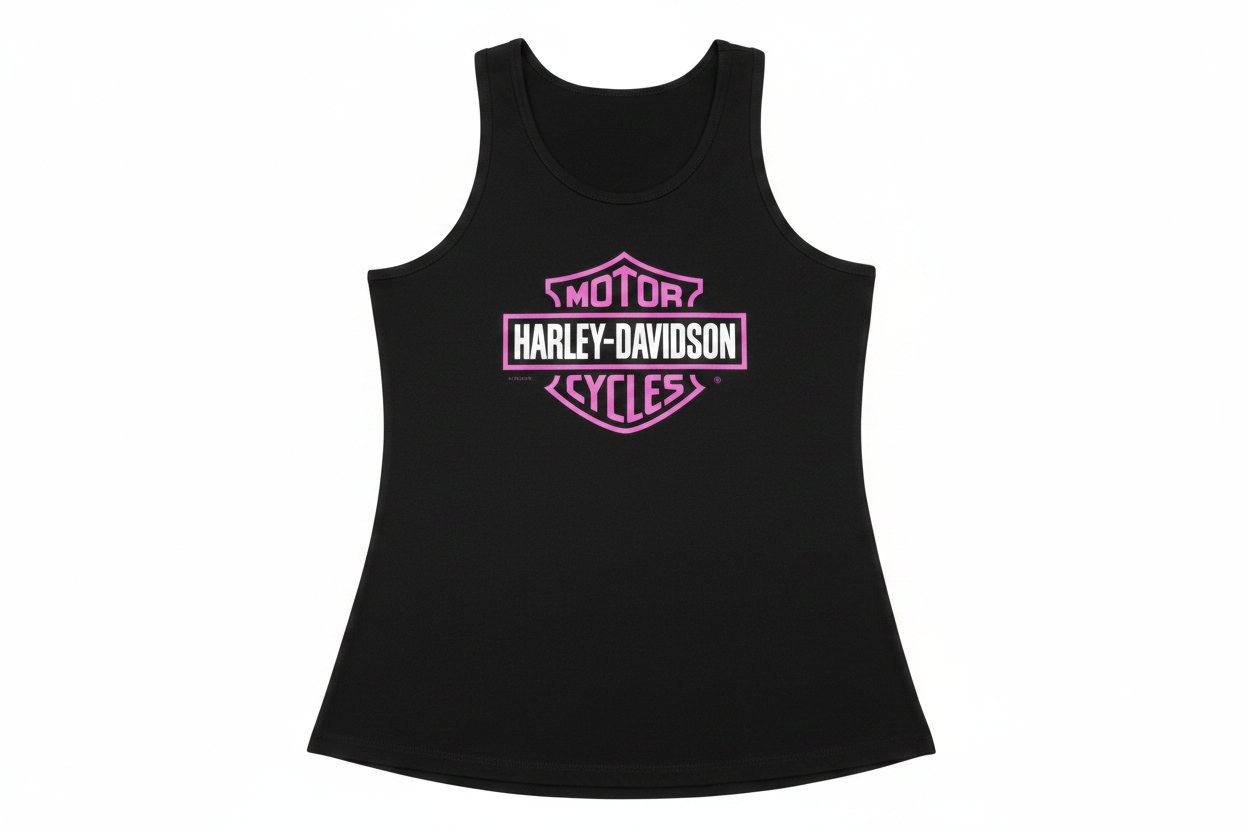 Black Harley-Davidson Pink Logo Tank Top