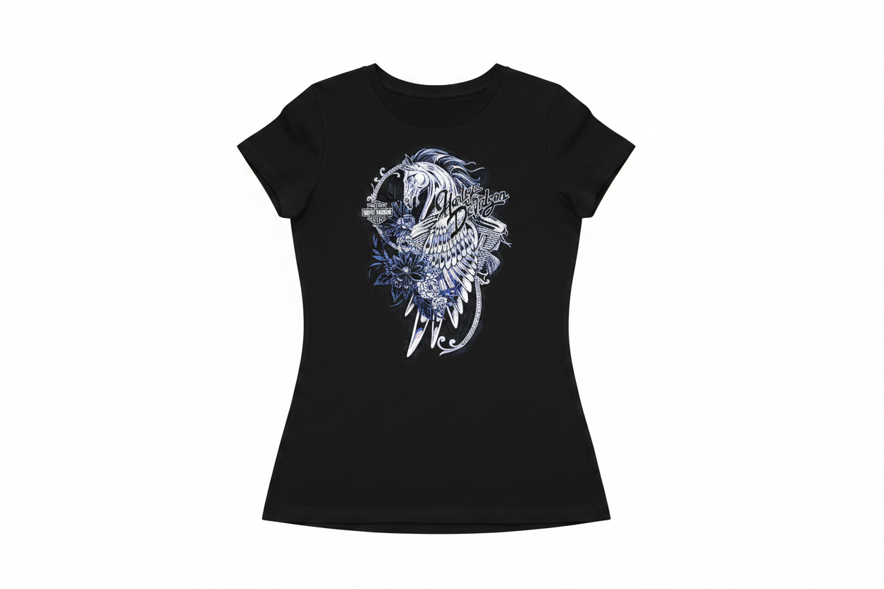 Black Harley-Davidson Winged Horse Tee