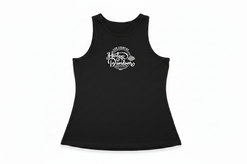 Black Low Country Harley-Davidson White Script Tank Top