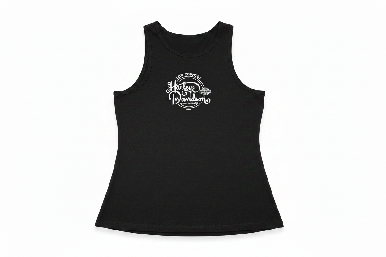 Black Low Country Harley-Davidson White Script Tank Top