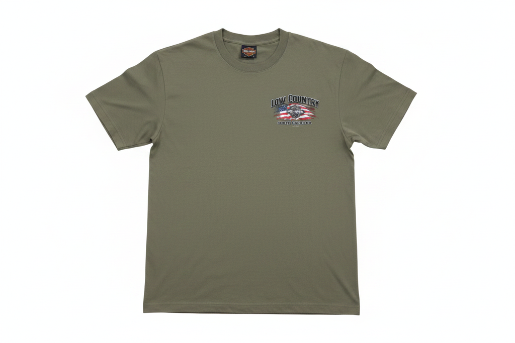 Olive Low Country Chest Logo Tee Front