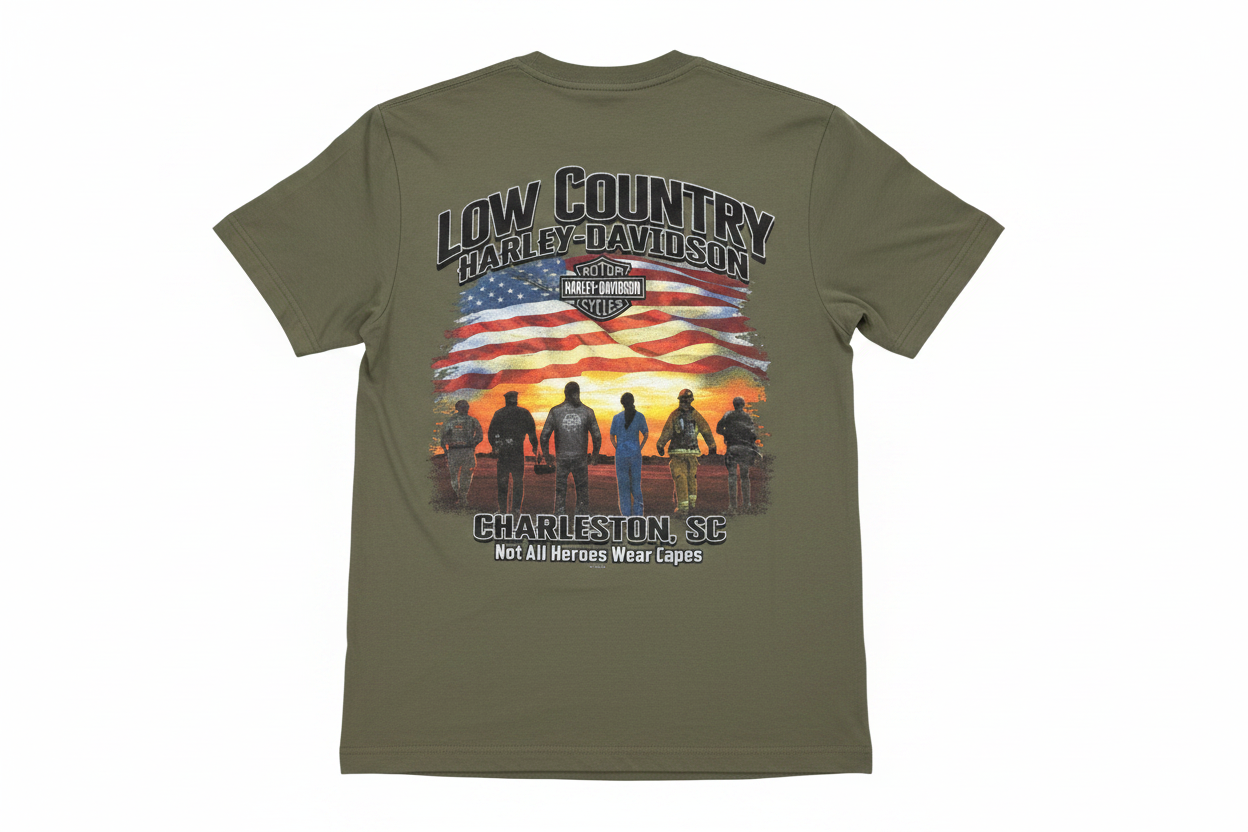 Olive Low Country Heroes Tee Back