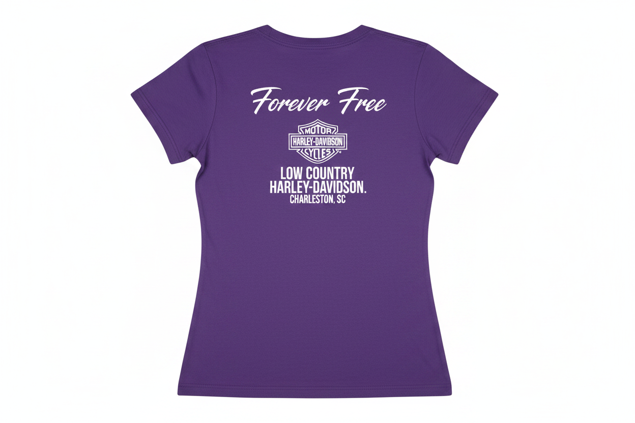 Purple Harley-Davidson Forever Free T-Shirt Back