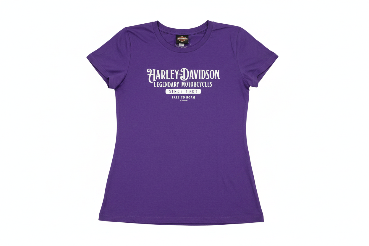Purple Harley-Davidson Legendary Motorcycles T-Shirt Front