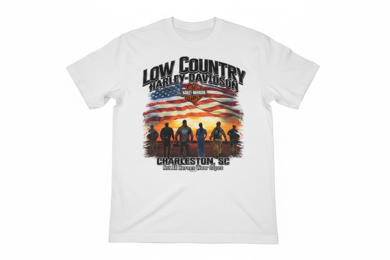 White Low Country Heroes Tee Back